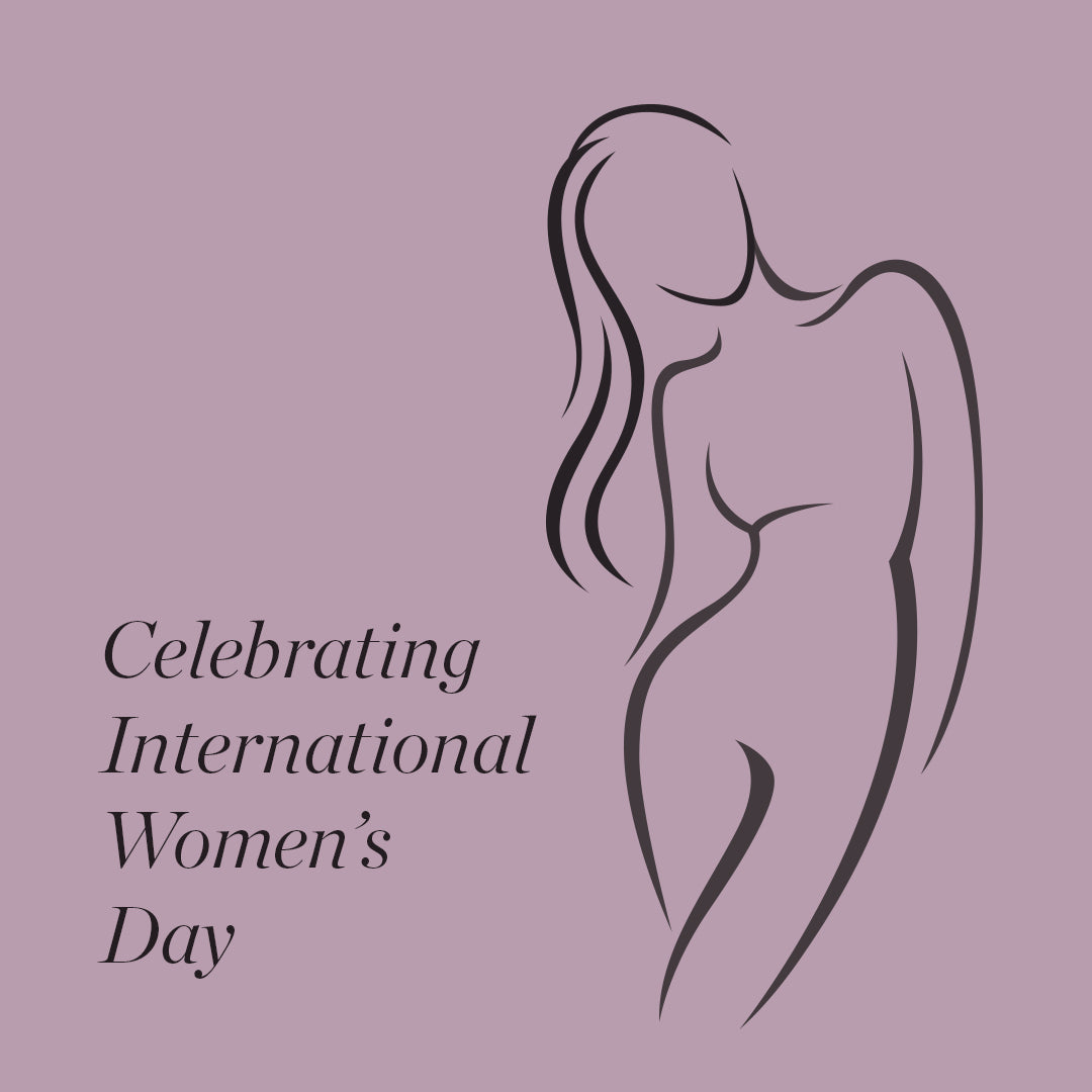 Image of an illustration of a woman's silhouette and text that reads "Celebrating International Women's Day"