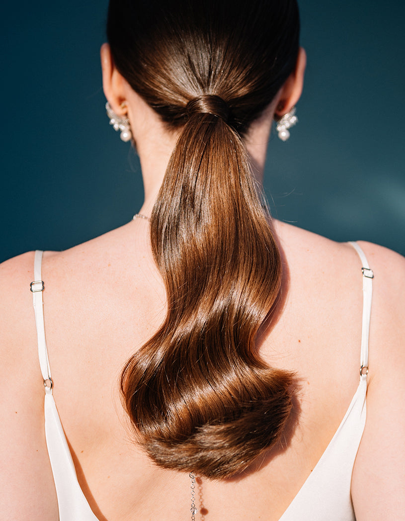 Wedding hair in a pony tail